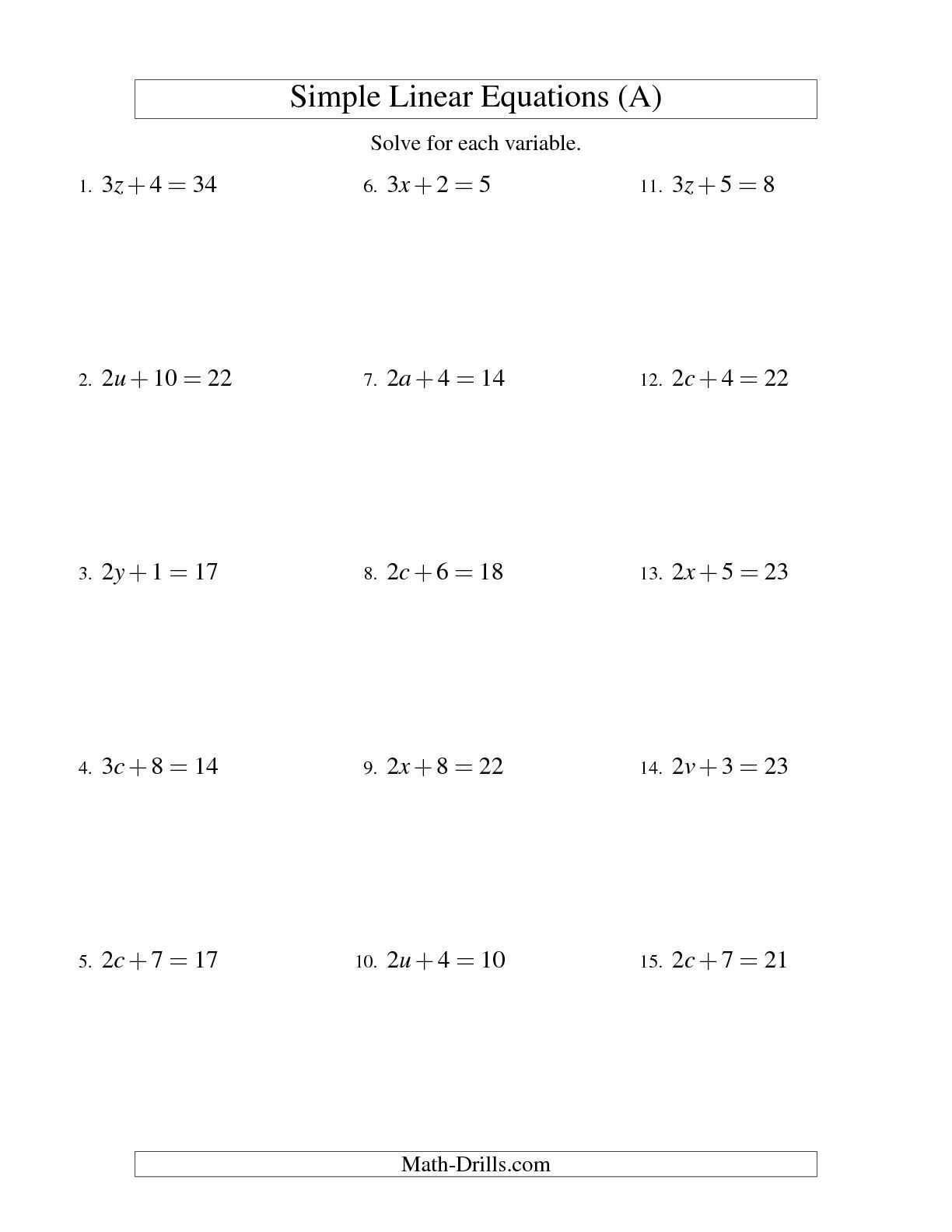linear equations questions and answers